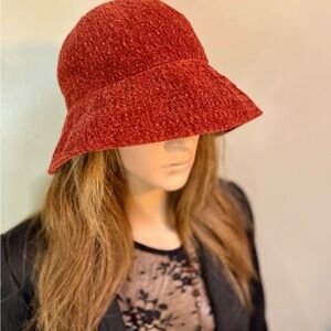 Vintage 90’s Y2K Kangol Deep Red Knit Chenille Bucket Hat